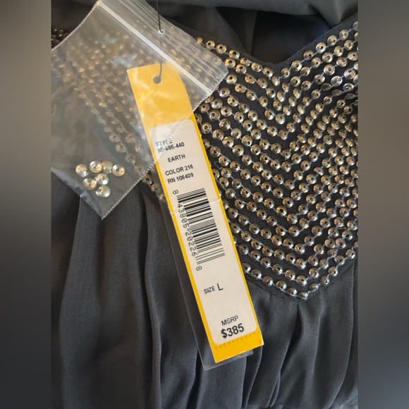 ALICE + OLIVIA silk chiffon sequin bib racerback tank top tunic Earth Color NWT - Picture 5 of 8